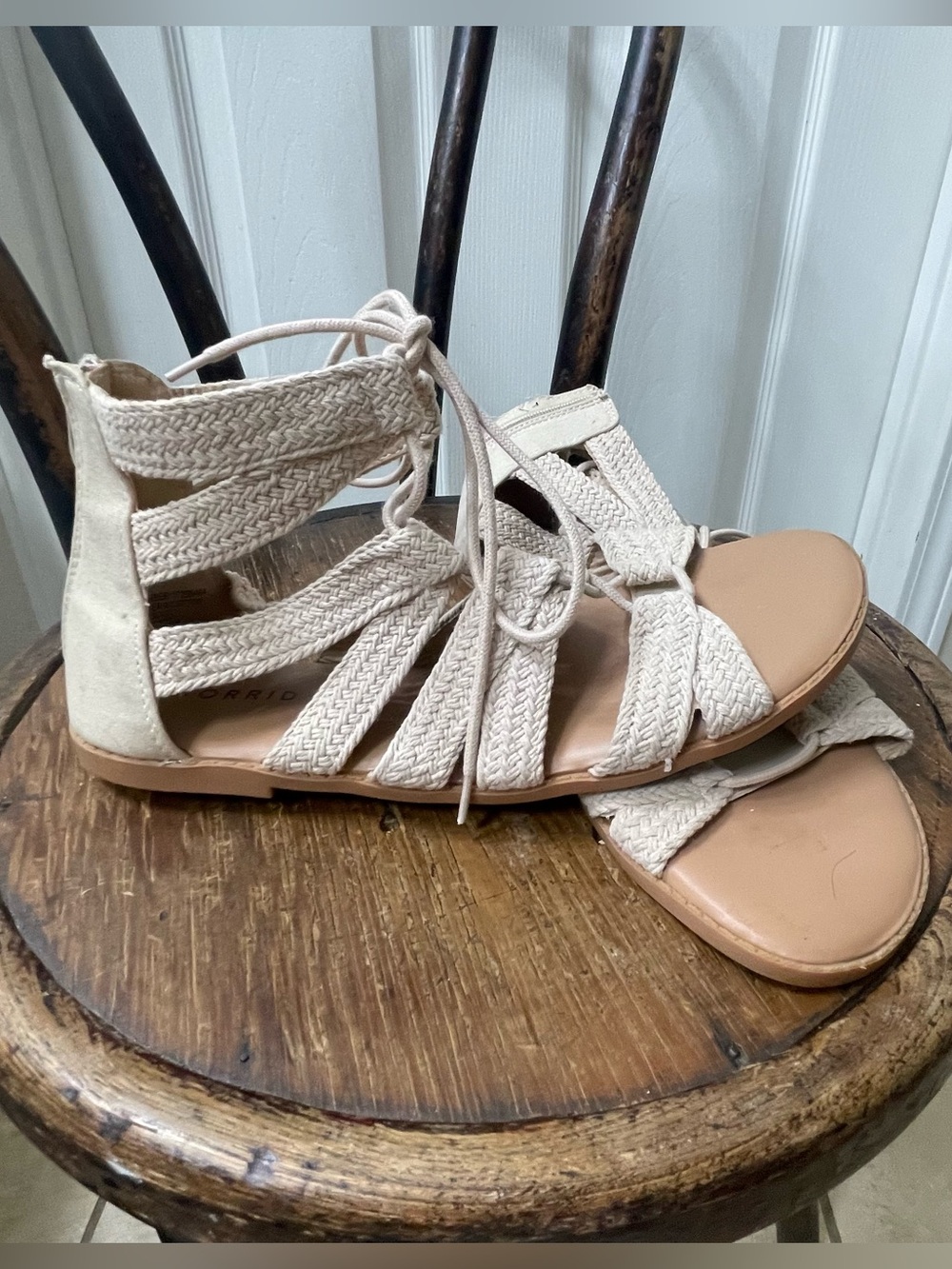 torrid Cream Braided Lace-Up Gladiator Sandals size 10.5 wide with